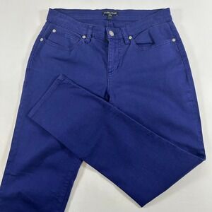 Eileen Fisher Pants Women 2 Indigo Blue Slim Straight Leg Organic Cotton Stretch